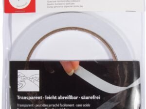 Rayher 30068000 Rollo de Cinta Adhesiva Doble Cara Transparente, 6 mm Ancho, 20 m de Largo, Libre de ácido