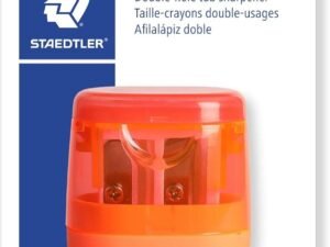 Staedtler 51260F-4BK Afilalápices doble con depósito, color naranja neón. Presentación en blister, rojo