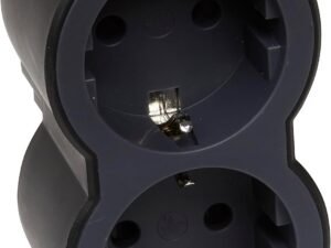 LEGRAND Adaptadores 2P+T, 2 Tomas de enchufes/Corriente Frontales, Ladron de enchufes, Color Negro/Gris Oscuro 694517