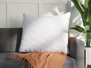 Sweetnight Almohada Fibra 1 Unidades 80 x 80 cm, Almohada para el Cuello, Poliéster Relleno de Almohada, Ajustable con Cremallera Vegano, Blanco