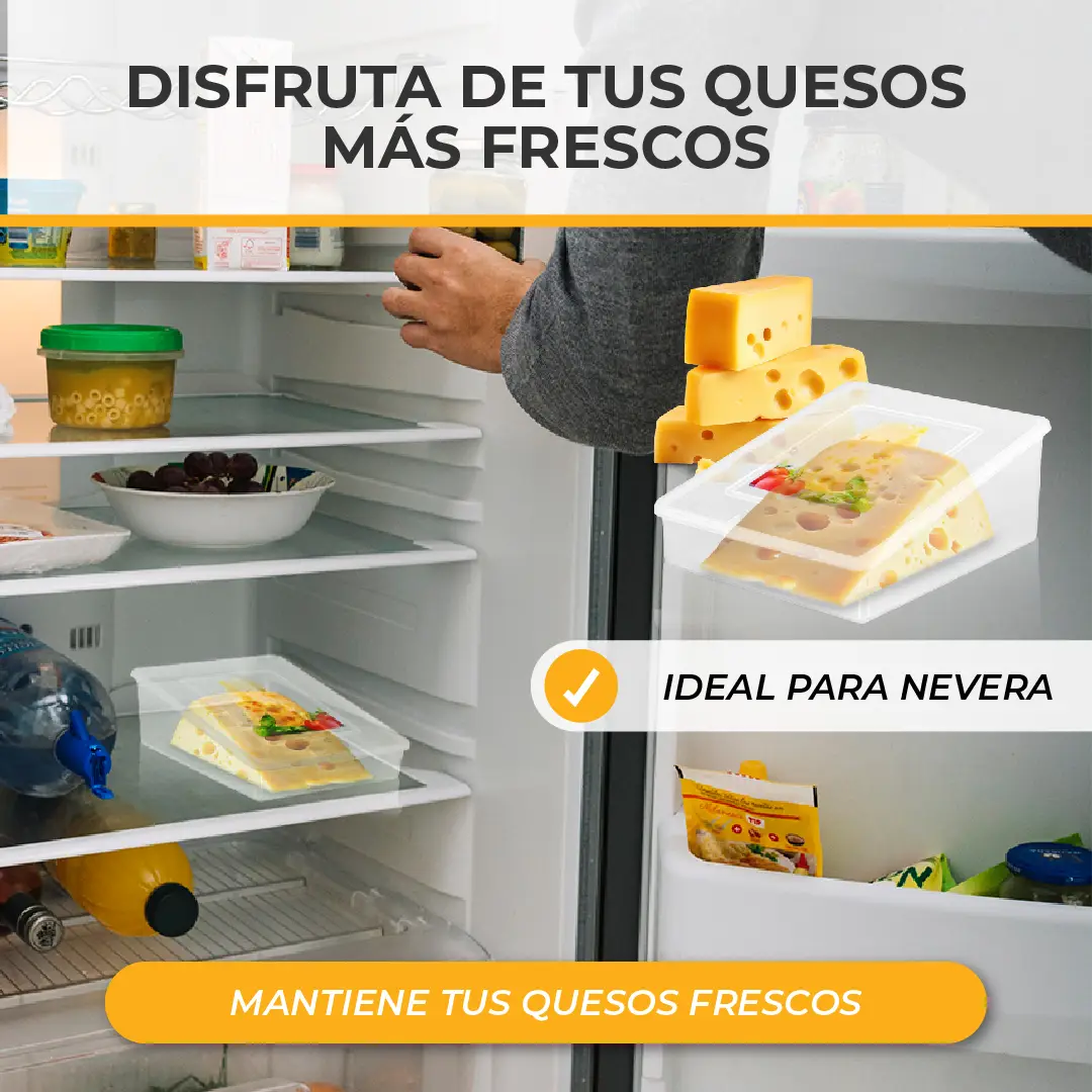 Quesera para guardar queso. Recipiente para guardar cuña de queso en la nevera - quesillera - estuche cuña quesos - Imagen 2