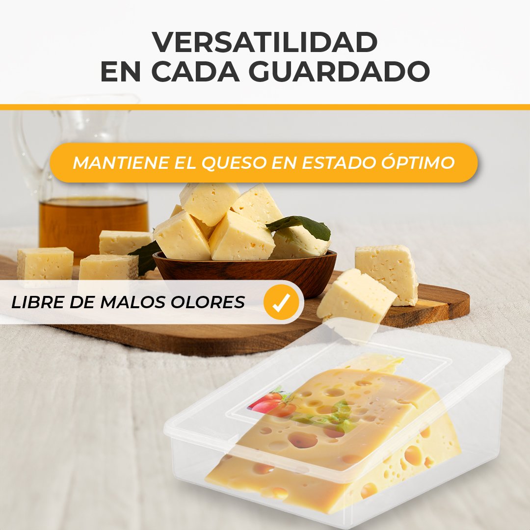 Quesera para guardar queso. Recipiente para guardar cuña de queso en la nevera - quesillera - estuche cuña quesos - Imagen 3