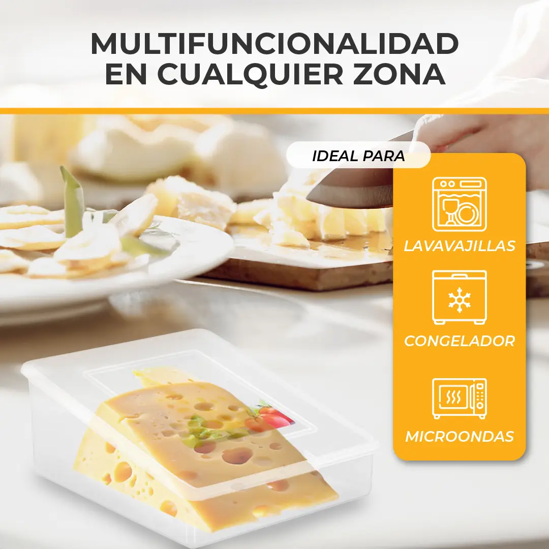 Quesera para guardar queso. Recipiente para guardar cuña de queso en la nevera - quesillera - estuche cuña quesos - Imagen 5