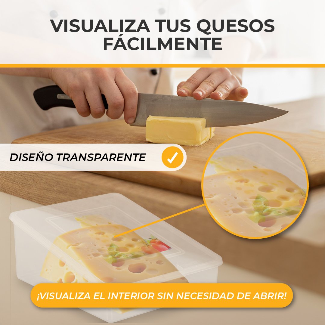 Quesera para guardar queso. Recipiente para guardar cuña de queso en la nevera - quesillera - estuche cuña quesos - Imagen 6
