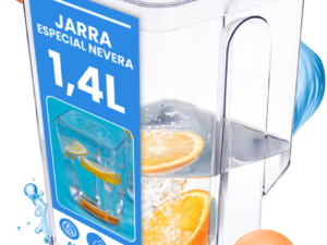 Jarra de Agua y Zumo Transparente con Tapa - Diseño Cuadrado Plástico - Perfecta para puerta de frigorífico nevera